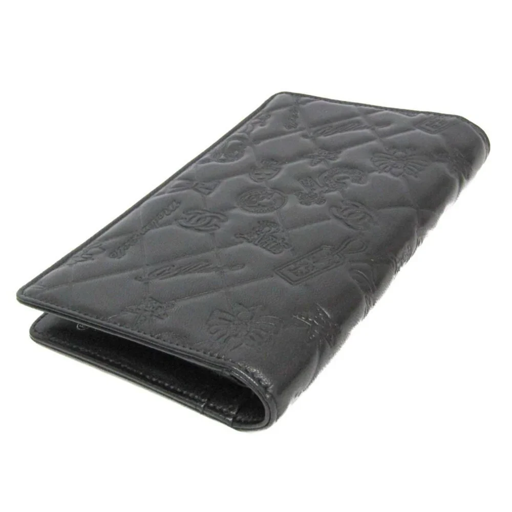 CHANEL black leather